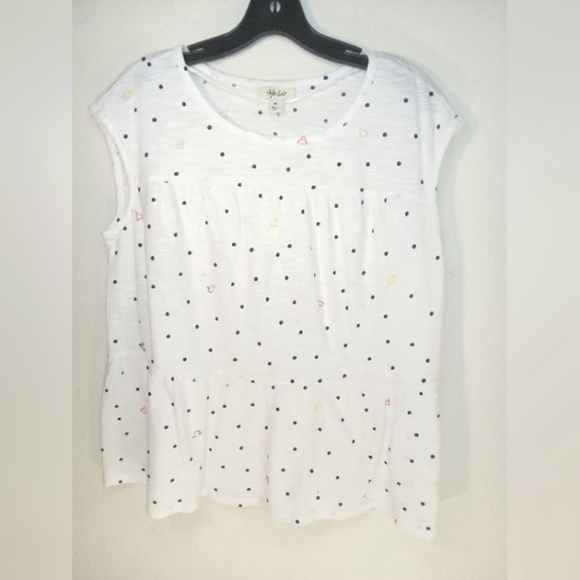 Style & Co Women's Heart Dot print Tiered Tank Top Size Medium NWOT - Picture 2 of 11